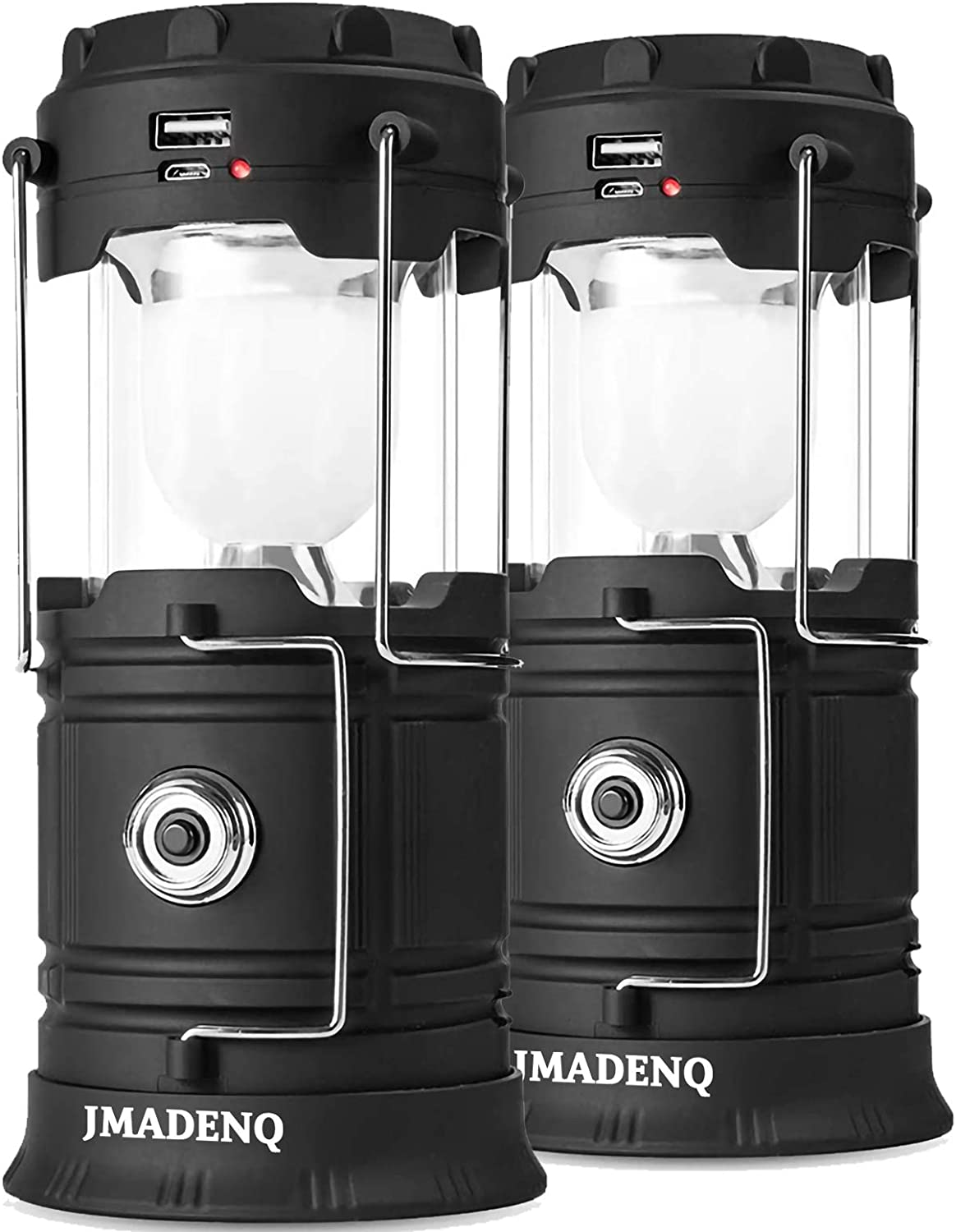 Solar Lantern Flashlights Charging for Phone, USB Rechargeable - Pack of 2