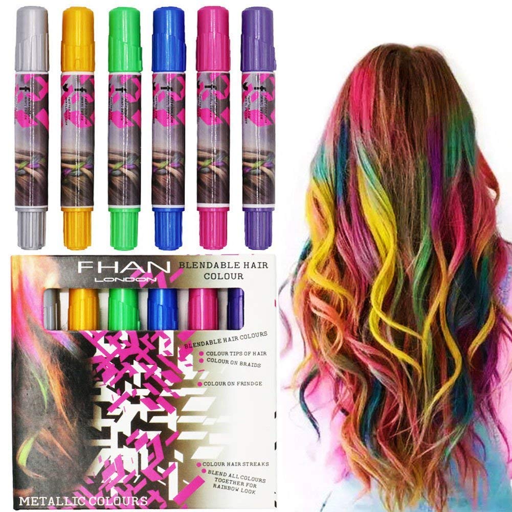 SOOKOO 6 Color Hair Chalk Set, Temporary Hair Color Works on All Hair Colors  - 6 Count