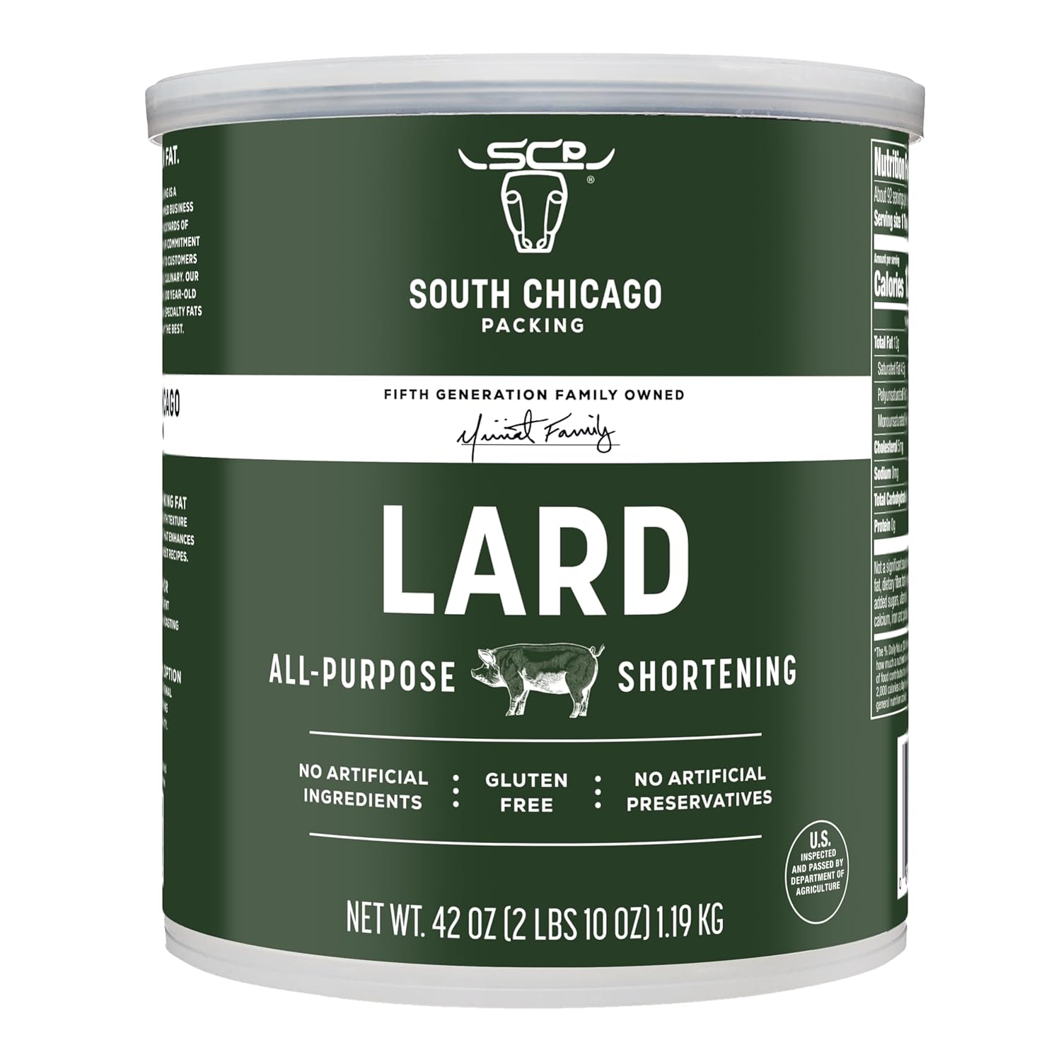 South Chicago Packing Traditional LARD Shortening, 42 oz – Premium Gluten-Free Baking & Cooking Fat (Imported USA)