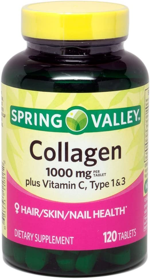 Spring Valley Collagen 1,000mg Per Tablet, Plus Vitamin C, Type 1 & 3, 120ct by Equate