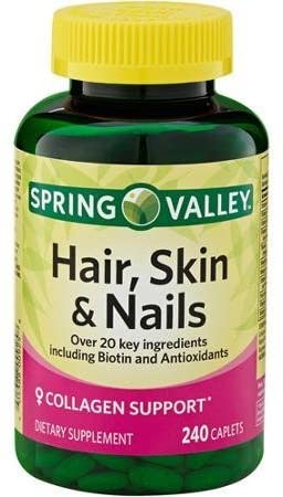 Spring Valley - Hair, Skin & Nails, Over 20 Ingredients Including Biotin and Collagen - 240 Caplets