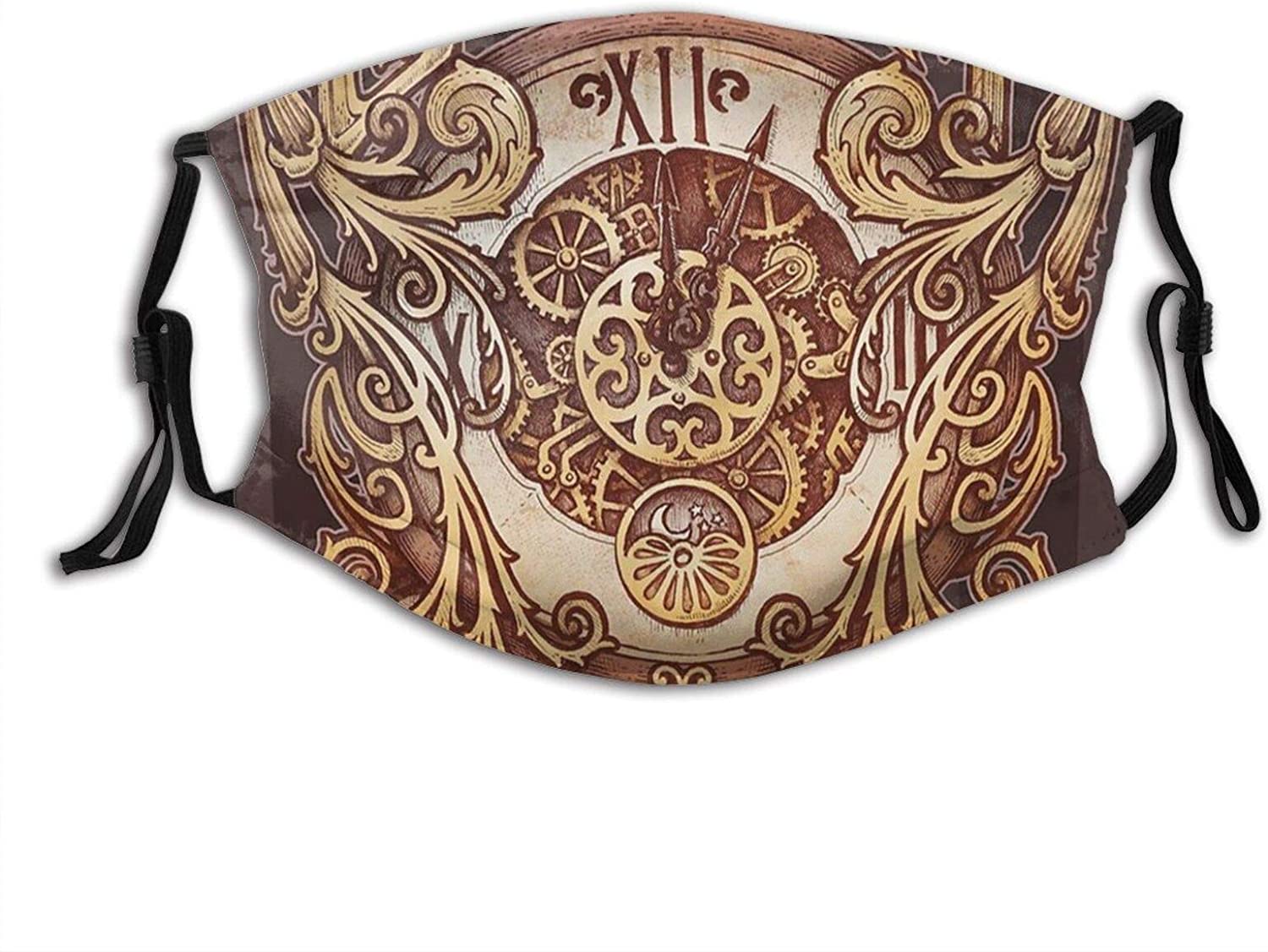 Steampunk Grunge Textures Comfortable Reusable Face Mask, Adjustable Scarf For Adult (With 2 Filters