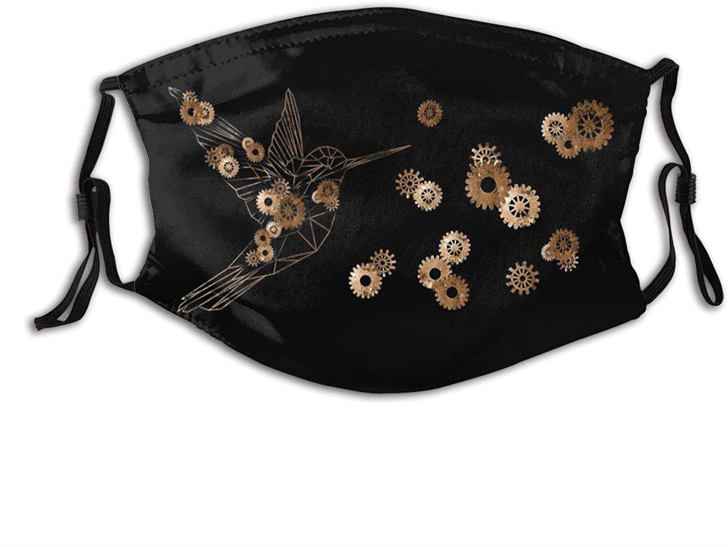 Steampunk Grunge Textures Comfortable Reusable Face Mask, Adjustable Scarf For Adult (With 2 Filters) - Golden Steampunk Bird