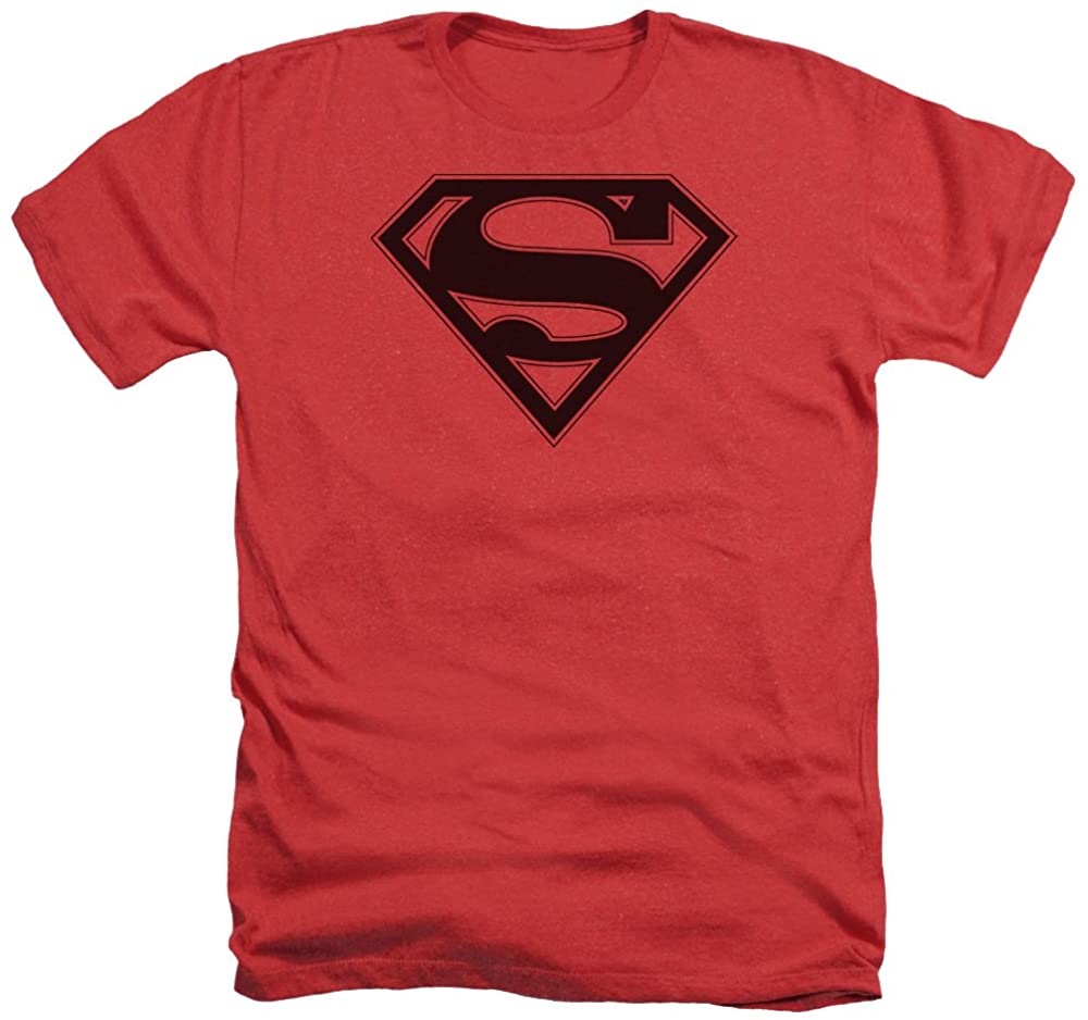 Superman - Mens Red & Black Shield Heather T-Shirt, XL