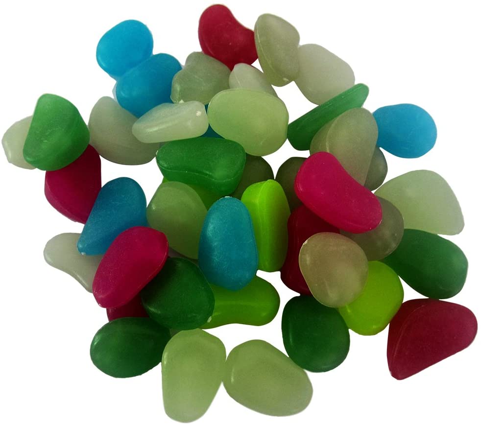 Tangpan Man-made Glow in the Dark Pebbles Stone for Garden Walkway Pack of 100 (Mix Light)
