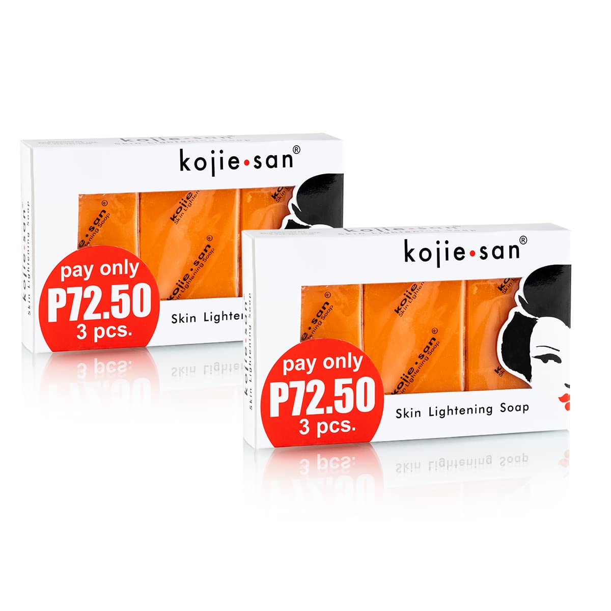 The Original Kojic Acid Soap, Skin Brightening Soap, 65g x3 Bars Pack - Pack of 2