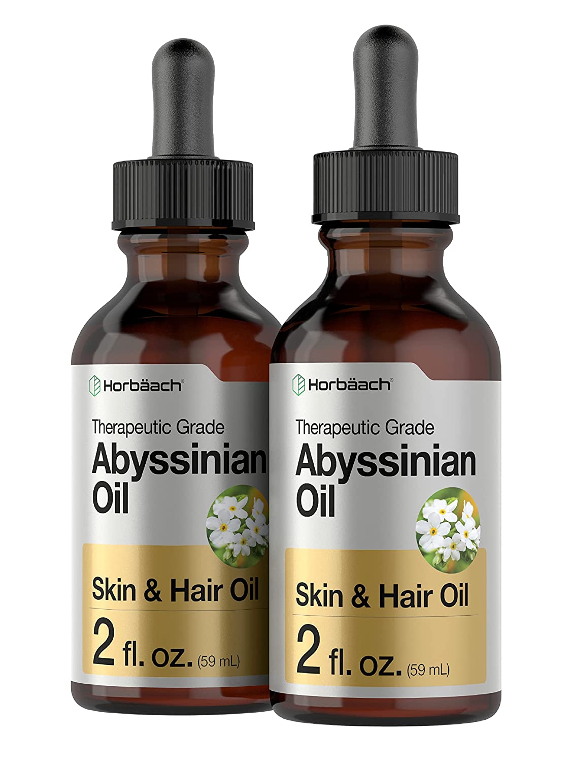 Therapeutic Grade Abyssinian Oil, Hair and Skin Oil By Horbaach, (Pack of 2) - 2 Fl.Oz (59ml) Each