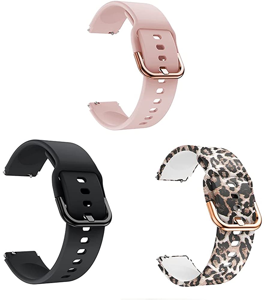 Tiangerr Soft Silicone Watch Band Compatible with Fossil Q, Fossil Gen 6, Fossil Gen 5E - Pink/Black/Leopard