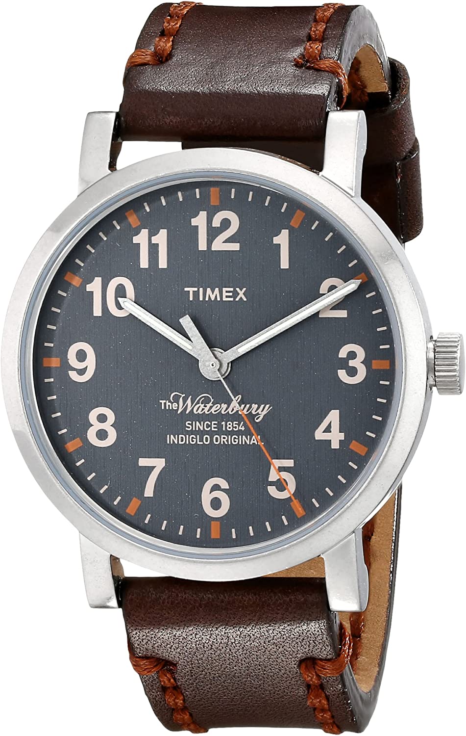 Timex Men's TW2P58700 Waterbury Gray Dial Brown Leather Strap Watch