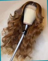 Curly Auburn Brown Lace Front Wigs Ombre Brown Synthetic Wigs for Women