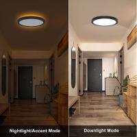 13 Inch LED Flush Mount Ceiling Light with Day & Night Mod, 2400lm with Round Flat Panel Light - Black