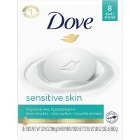 Dove Sensitive Skin Beauty Bar Unscented - 4oz (Pack of 8) | Premium Hypoallergenic Soap for Gentle 