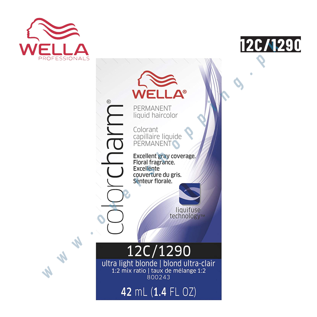 Wella ColorCharm Permanent Liquid Hair Color for Gray Coverage, 12C Ultra Light Blonde - 1.4 Fl.Oz (