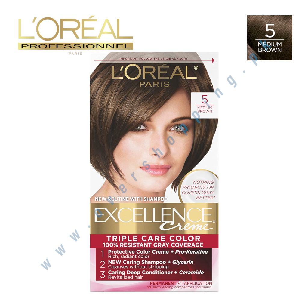L'Oreal Paris Excellence Creme Permanent Triple Care Hair Color - 5 Medium Brown