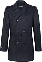 Franknomis Men's Double Breasted Trench Coat Stylish Casual Waterproof Cotton Long Sleeve Black Wind