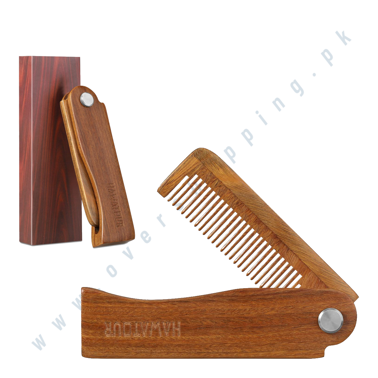 Hawatour Folding Wood Comb Pocket Size Hair and Be