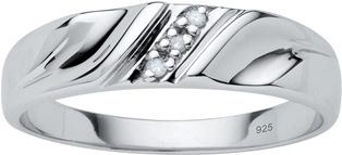 Men's Platinum over Sterling Silver Genuine Diamond Accent Wedding Band Ring