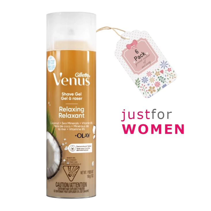 Gillette Venus Relaxing Coconut Shave Gel, Women’s, Shaving Cream, 6 Pack