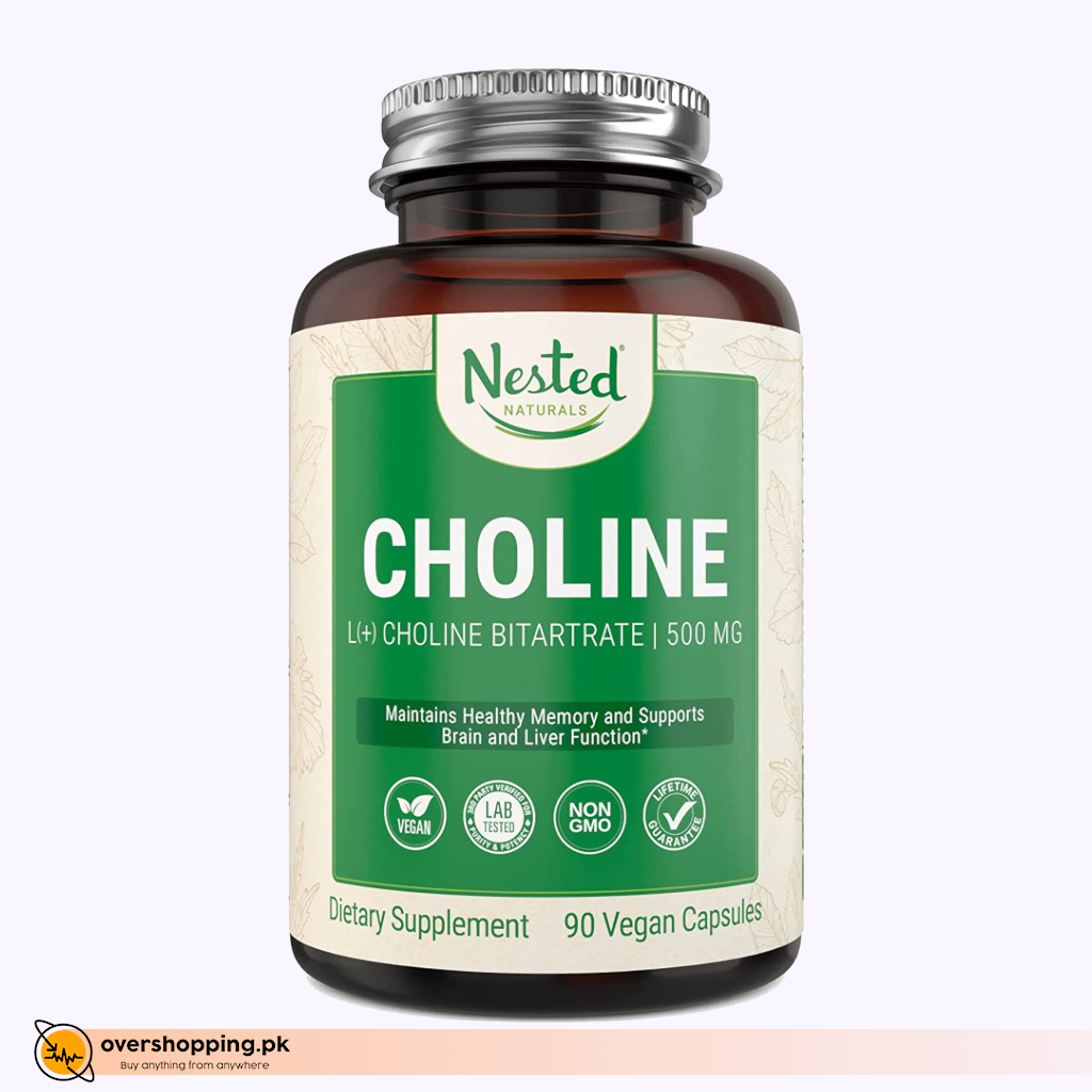 Choline Bitartrate 500mg 100% Vegan & Non-GMO Choline Supports Brain and Nervous System by Neste