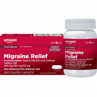 Amazon Basic Care Migraine Relief Caplets (Acetaminophen, Aspirin & Caffeine) – 200ct – Impo