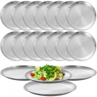 Stainless Steel Dinner Plates, Reusable Brushed Me