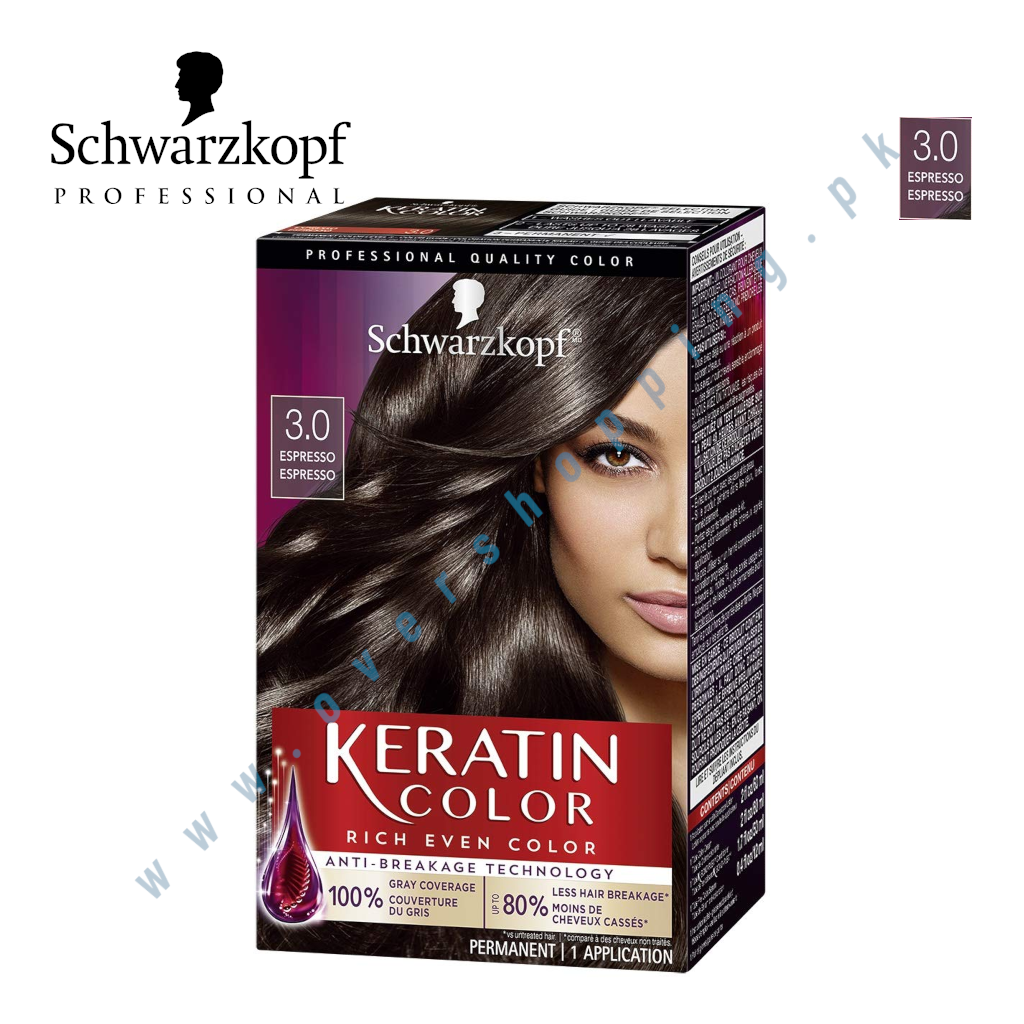 Schwarzkopf Keratin Hair Color, Espresso 3.0 - 2.0