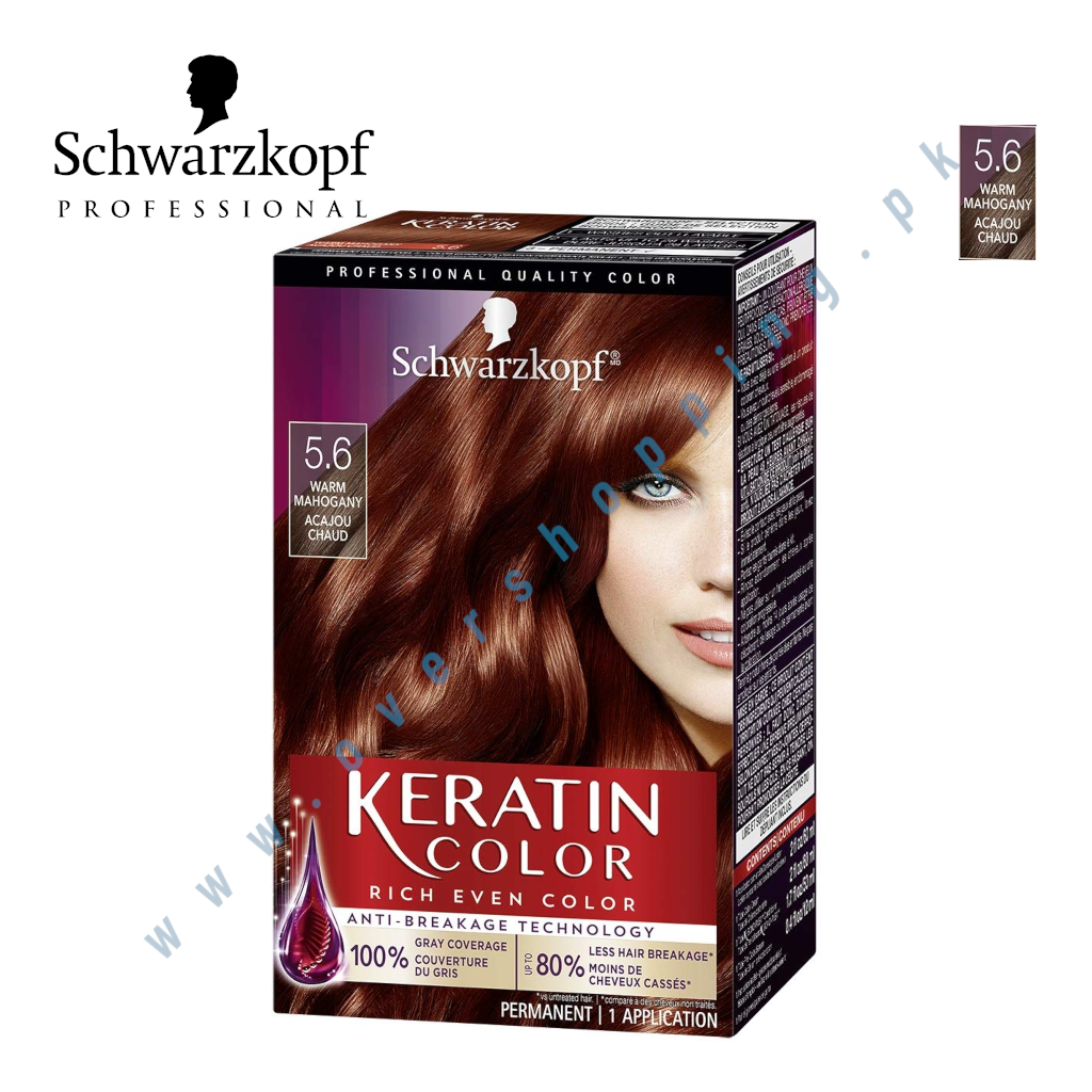Schwarzkopf Keratin Color Permanent Hair Color Cream - 5.6 Warm Mahogany