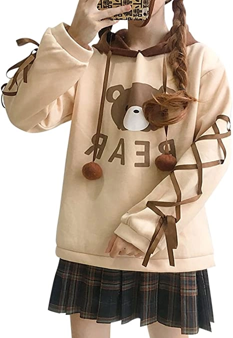 Teens Girls Animal Anime Cosplay Cartoon Sweatshirt Shirt Hoodie Hoody Top Jumper Sweater (Bear)