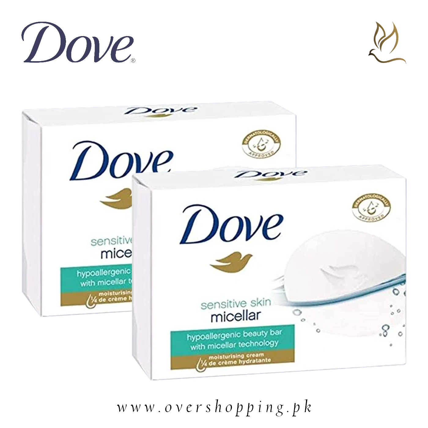 Dove Sensitive Skin Micellar Body Soap Bar, 100g (Pack of 2)