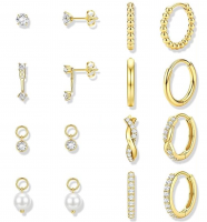Krfy 4 Pairs Set 14K Gold Plated Huggie 