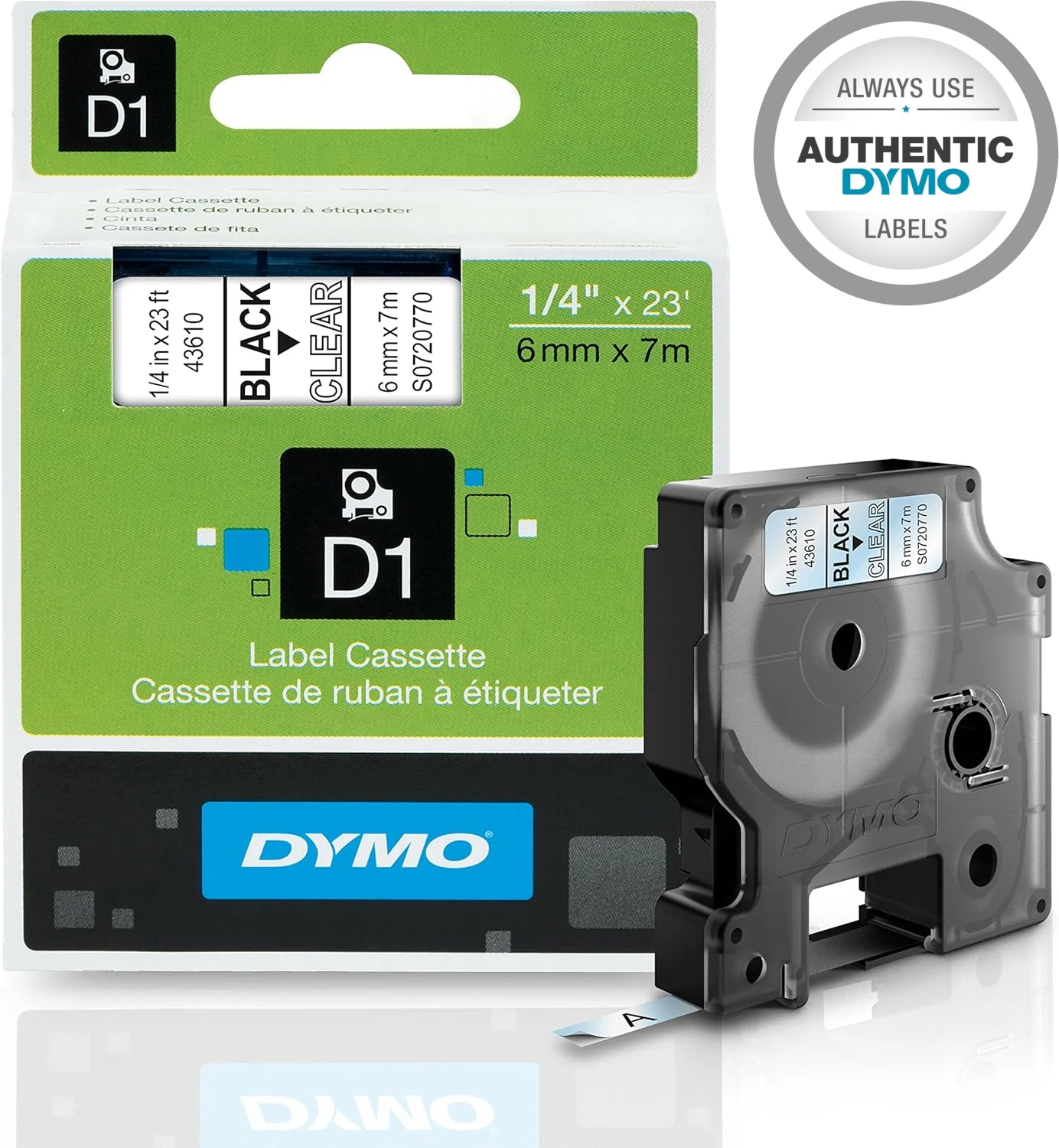 DYMO Standard D1 43610 Labeling Tape, 1/4'' W x 23&hellip;