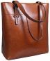 Iswee Handbags Womens Fashion Leather Tote Bag Shoulder Bags Designer Purses for Ladies (Brown)