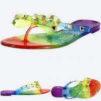 Women's Rainbow Jelly Sandals with Studded Bow Des&hellip;