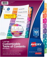 Avery Ready Index Table of Contents Dividers, 10-Tab Set
