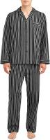 Hanes Men's Woven Plain-Weave Pajama Set - Black& Gray Strip