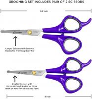 Hertzko Pet Grooming Scissors Set with Safety Round Tip Includes Serrated Blade Scissors for Facial 