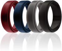 ROQ Silicone Wedding Ring for Men, 4 Packs & S