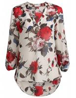 SheIn Women s Floral Printed V Neck High Low Hem B&hellip;
