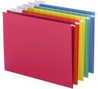 Smead Colored Hanging File Folder with Tab, 1/5-Cut Adjustable Tab, Letter Size, Assorted Primary Co
