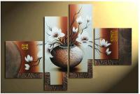 Wieco Art 4-Piece Elegant Flowers Stretched and Fr