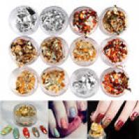 12pcs Nail Art Gold Silver Metal Foil Paper 3D Sti&hellip;