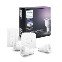 Philips Hue White and Color Ambiance GU10 LED lamp starter set, three lamps, dimmable, controllable 