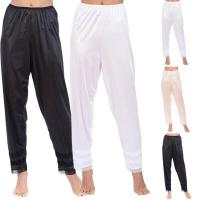 Womens Pajama Pants Wide Leg Casual Lounge Bottoms Satin Lace Patchwork Sleepwear Trousers