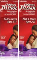 Adult Children's Tylenol, Grape Splash Flavor, Pack of 2 - 4 Fl.Oz (120ml)