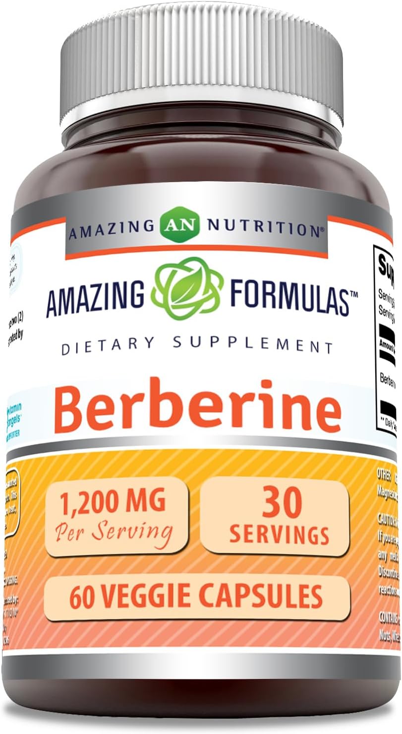 Amazing Formulas Berberine 1200 mg Per Serving Veggie Capsules Su