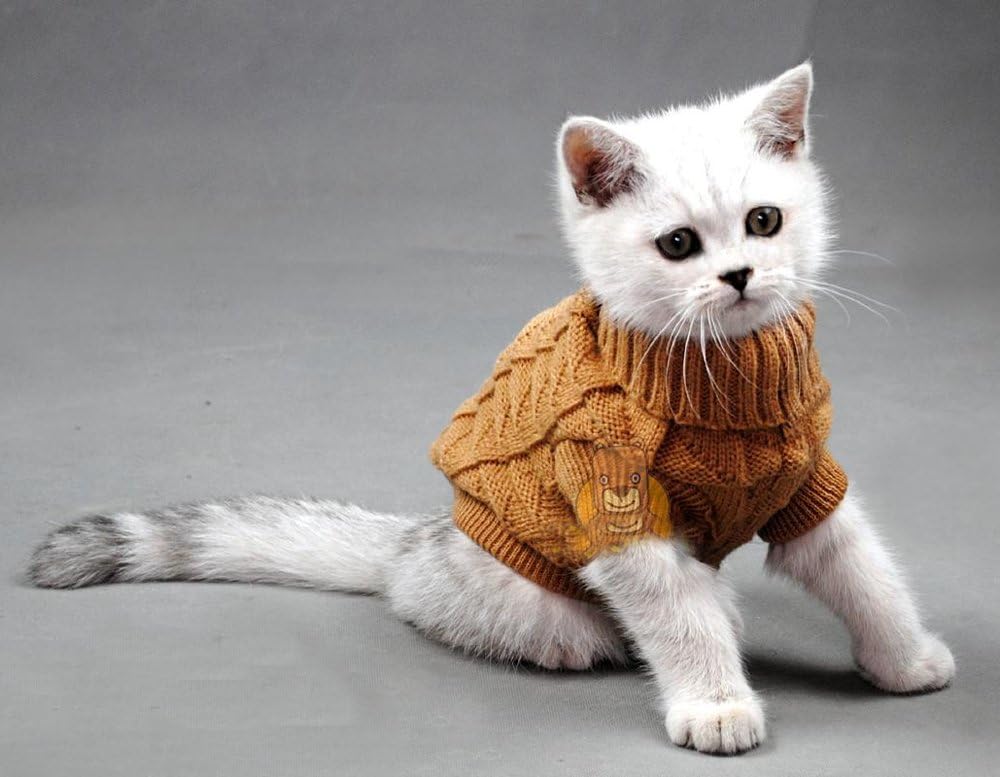 Turtleneck Pet Cats Sweater Aran Pullover Knitted 
