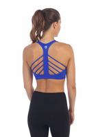 American Fitness Couture Women s DTLA Criss Cross Strappy Back Sports Bra (Cobalt Blue)
