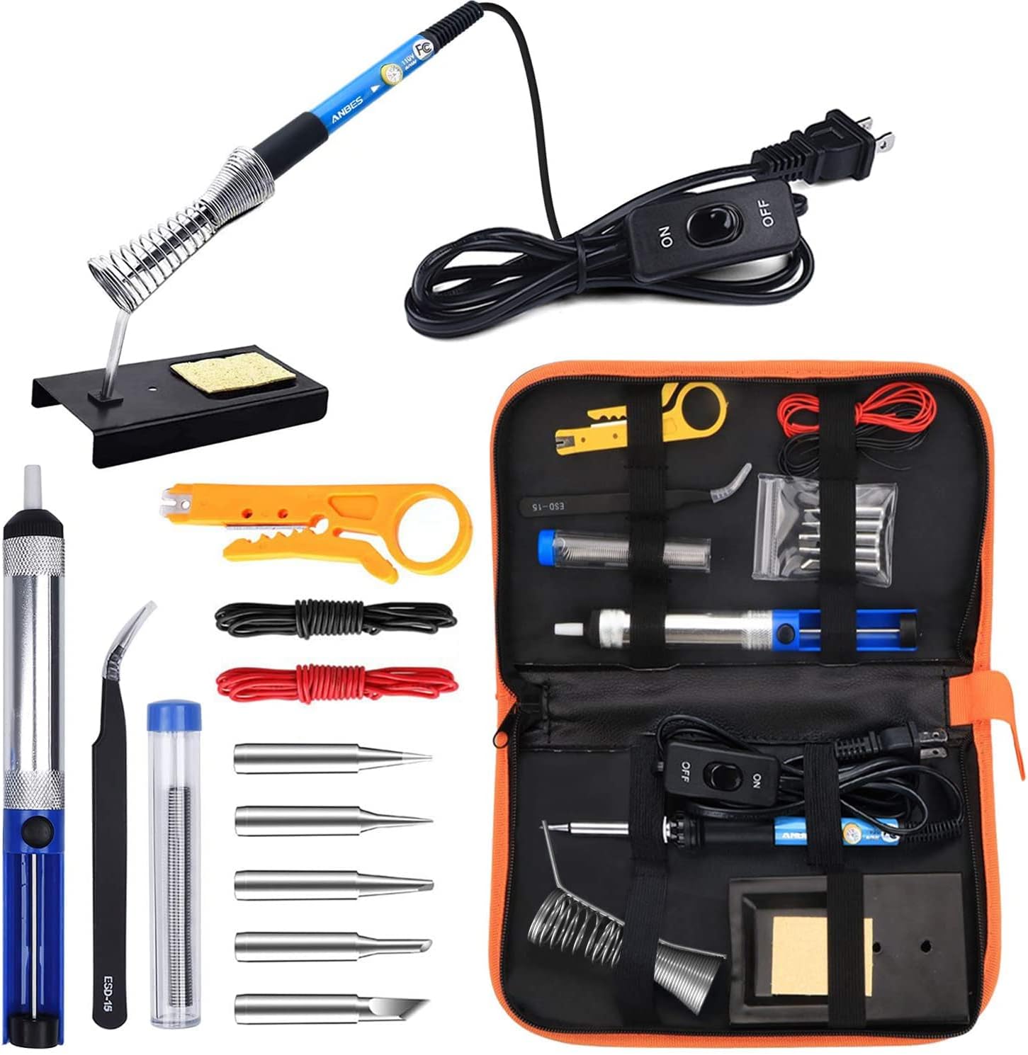 ANBES 60W Digital Soldering Iron Kit – Adjustable Temperature PCB & Electronics Repair Kit wit