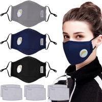 Aniwon Anti Dust Pollution Face Mask with 6 Pcs Activated Carbon Filter, Pack of 3, (Grey, Blue, Bla