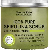 Antifungal Spirulina Body Scrub | Anti Bacterial Green Algae By Buena Skin - 12 Oz (340g)